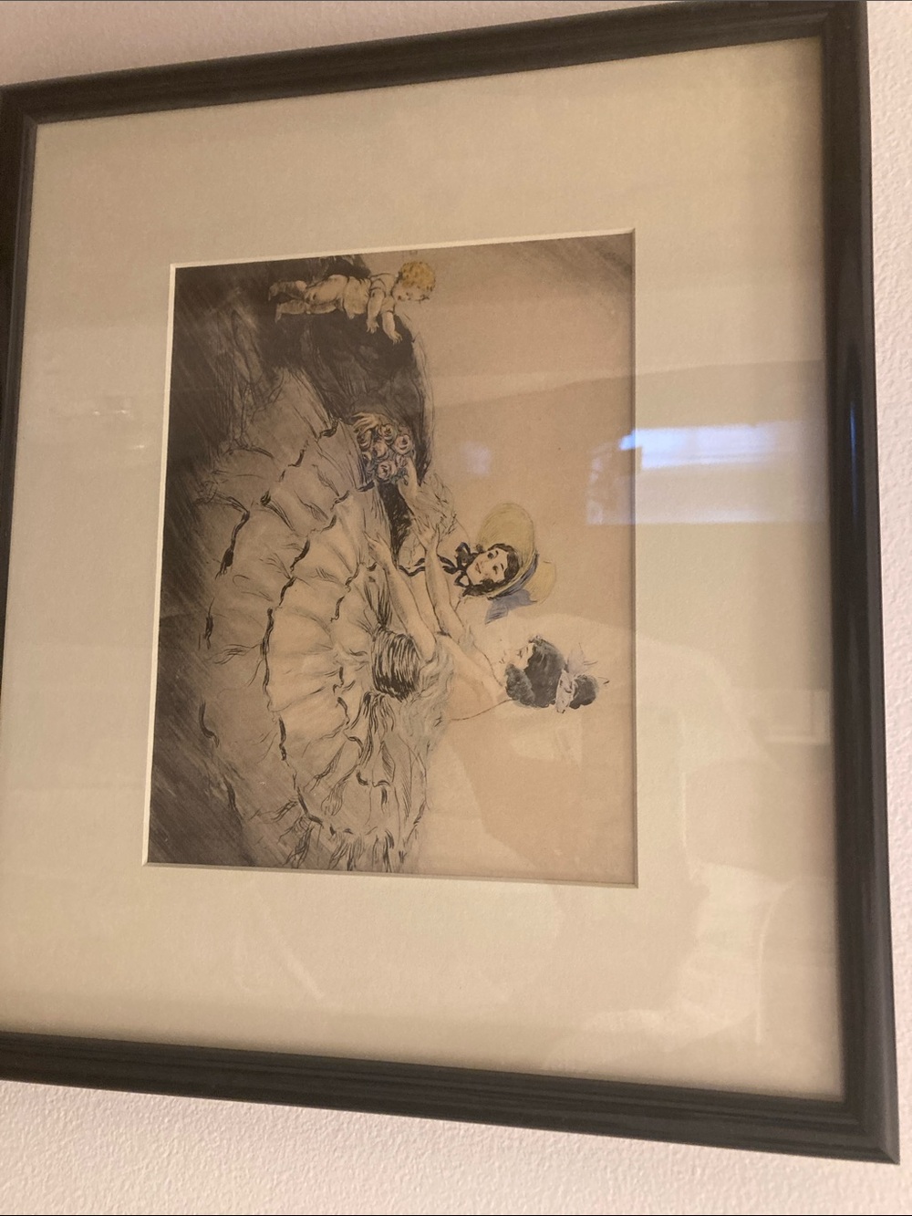Stunning Art Deco 1910 original print MUSEUM framed